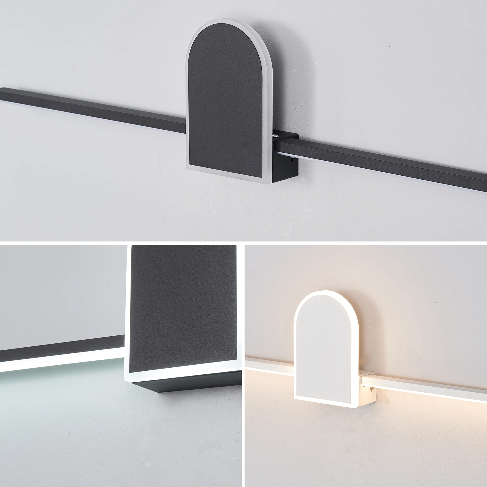 70/90/110cm Nordic Led Mirror Bathroom Light Modern Indoor wall lamps Black/White Wall Sconce Light Fixture Bathroom Mirror Lamp