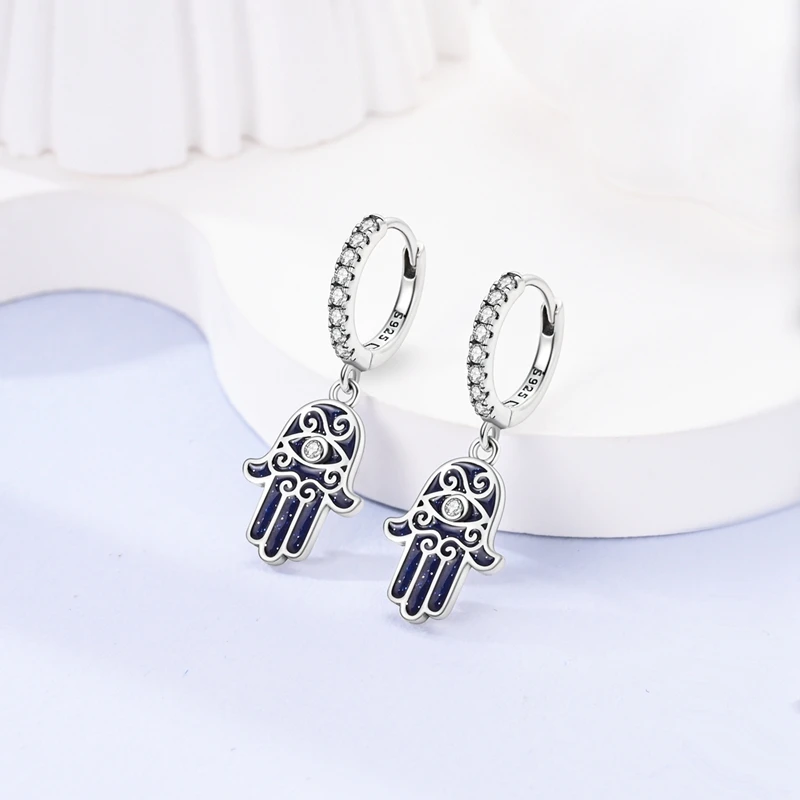 Neutral 925 Sterling Silver Dreamcatcher Net Devil\'s Eye Beautiful Wishes Earrings Fit For Engagement Parties Exquisite Jewelry