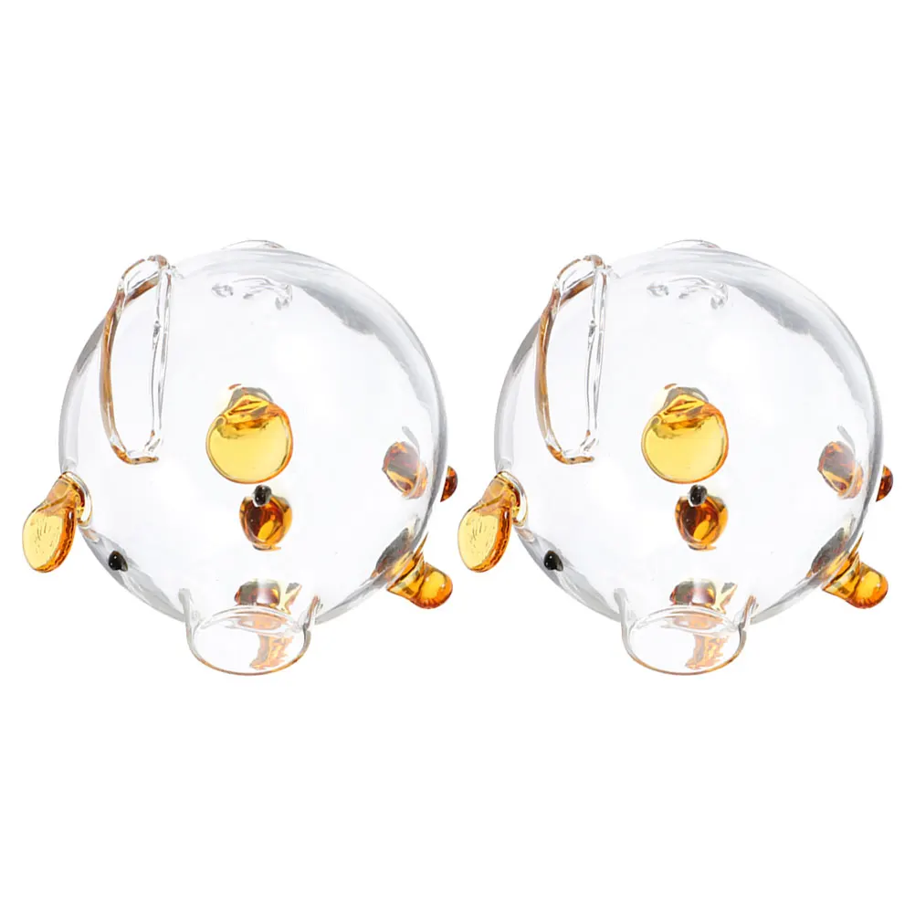 

2Pcs Transparent Glass Piggy Bank Durable Cute Pig Shape Coin Storage Box Creative Saving Pot for Kids Piggy Bank