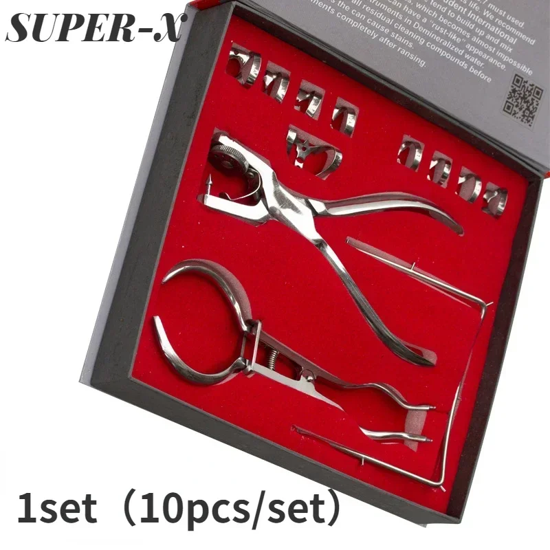 12pcs/set Dental Dental Arch Puncher Rubber Dam Drilling Pliers Stainless Steel Orthodontic Set Framework Dental Tools