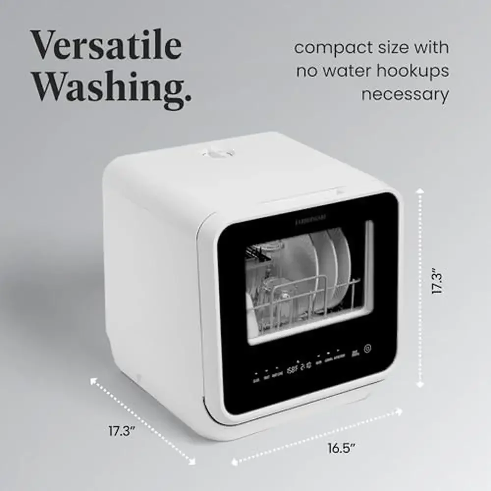 Portable Countertop Dishwasher 5L Water Tank 5-Program System Home RV Apartment Dishes Glass Baby Wash Compact Easy Use LED