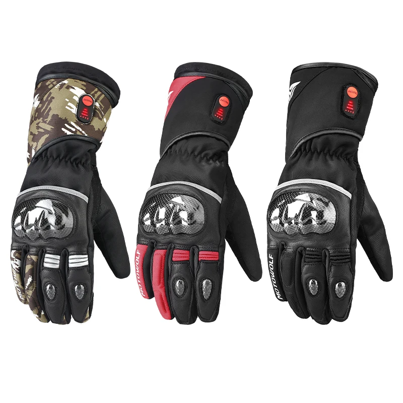 Motowolf Delicate Design Wiper Palm Design Update Winter Warm  5V Heated Motorcycle Gloves