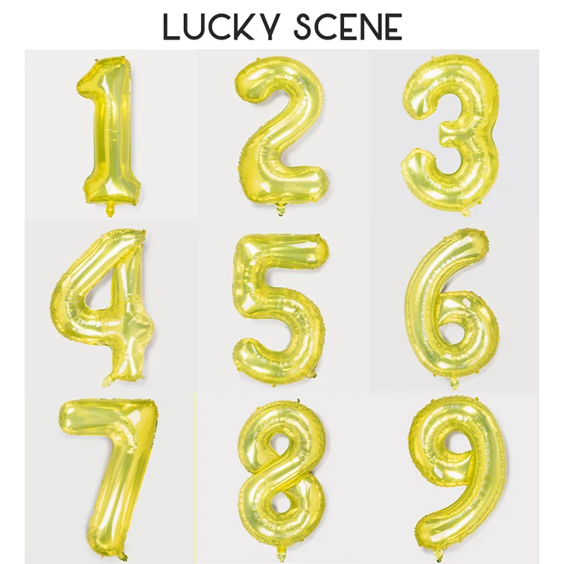 Crystal Yellow Numerals Party Décor Individually Wrapped Aluminium Film Balloons S01682