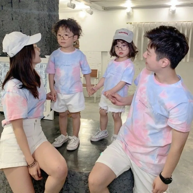 Family Look Set Mom and Daughter Matching Clothes Cheap Clothes for Couples Couple Pajamas Mother Kids Familiar Short Sleeve Tee