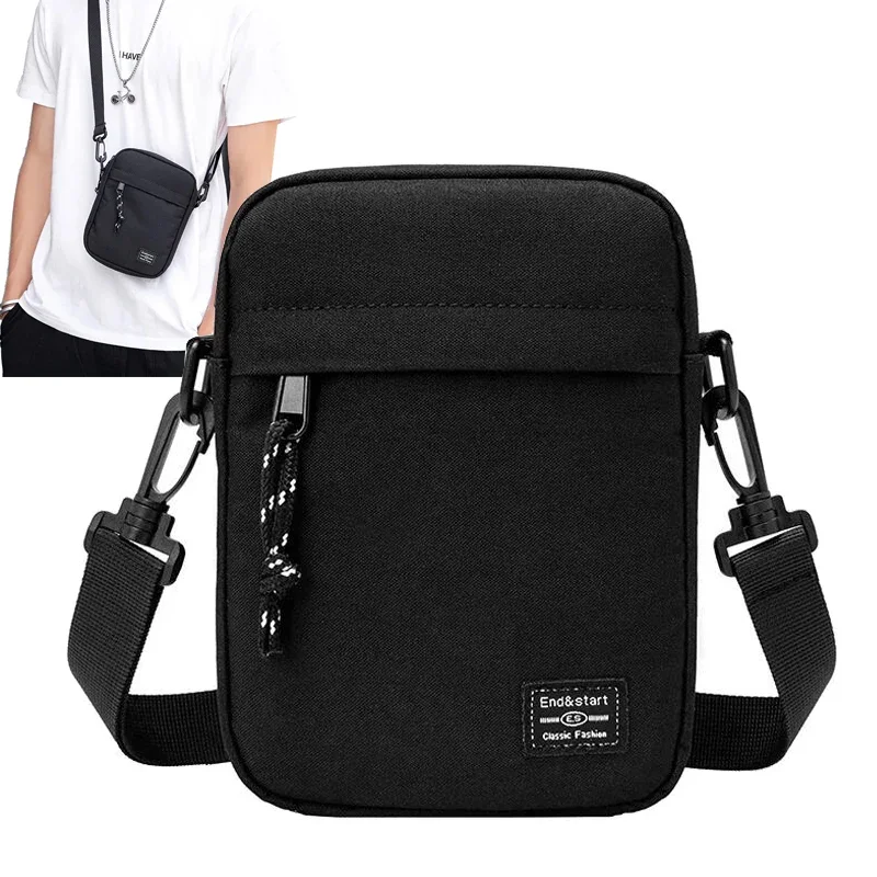 

Canvas Men Crossbyd Bags Husband Black Small Messenger Bags Mini Handbags Vintage Mobile Phone Crossbody Bags Fo Men Black Sac