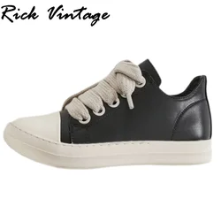 Rick Vintage Jumbo Lace Sneakers Low Top Woman Designer Shoes  Men Casual Shoes Leather Women Flats Shoes NewTrainer Size 45 46