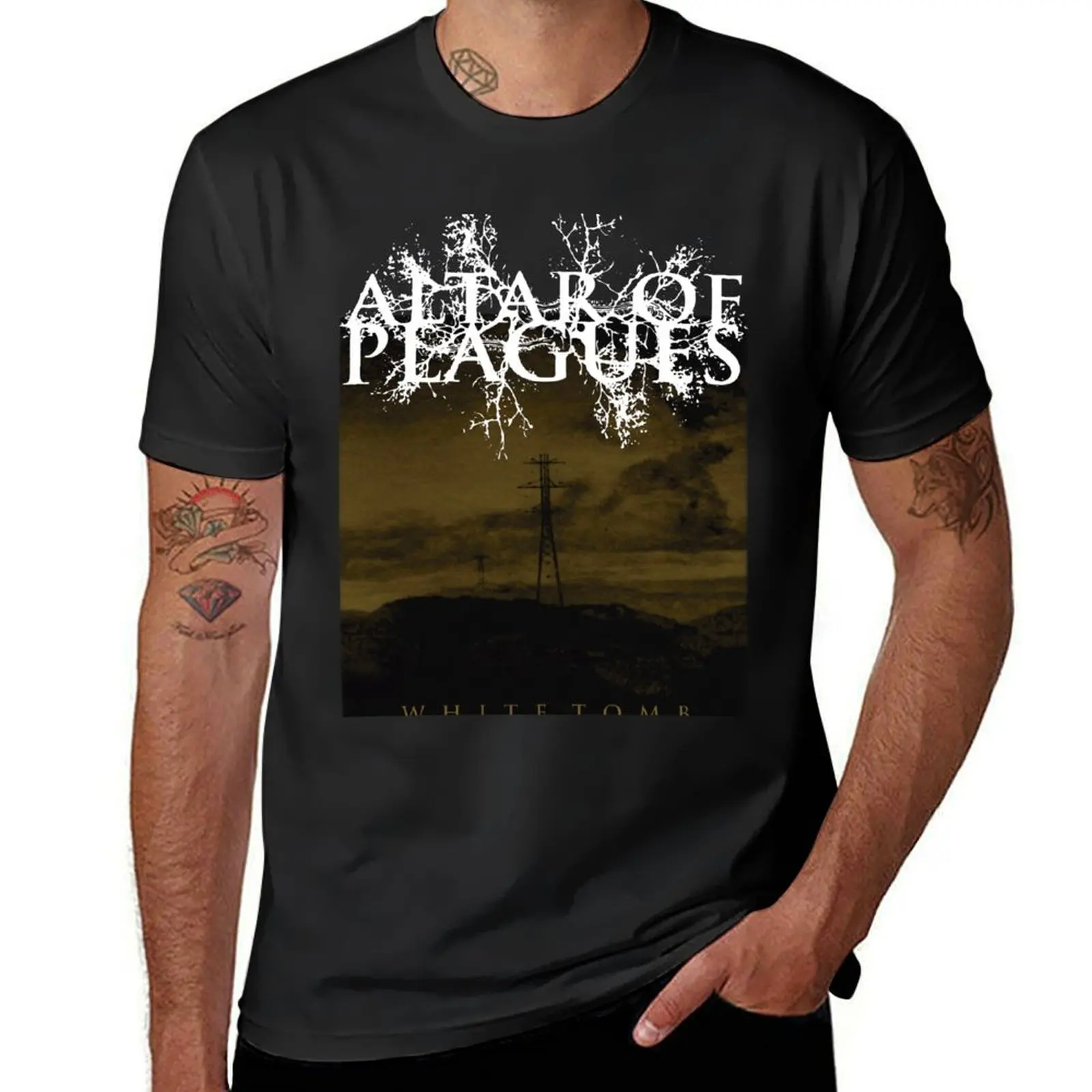 Altar of Plagues - White Tomb - Black Metal T-Shirt tops oversizeds sweat shirts, men