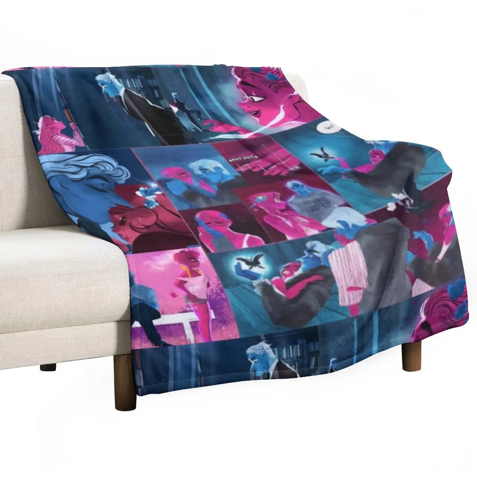 Lore Olympus Persephone and Hades Collage Webtoon Art Throw Blanket sofa bed Beach Blanket