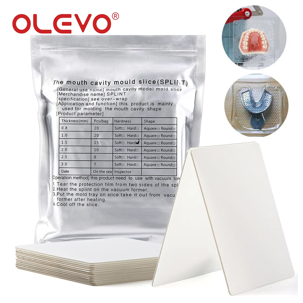 OLEVO Dental Mouth Cavity Mould Slice Orthodontic Splint Retainer Vacuum Forming Sheet Hard Soft Square Dentistry Lab Materials