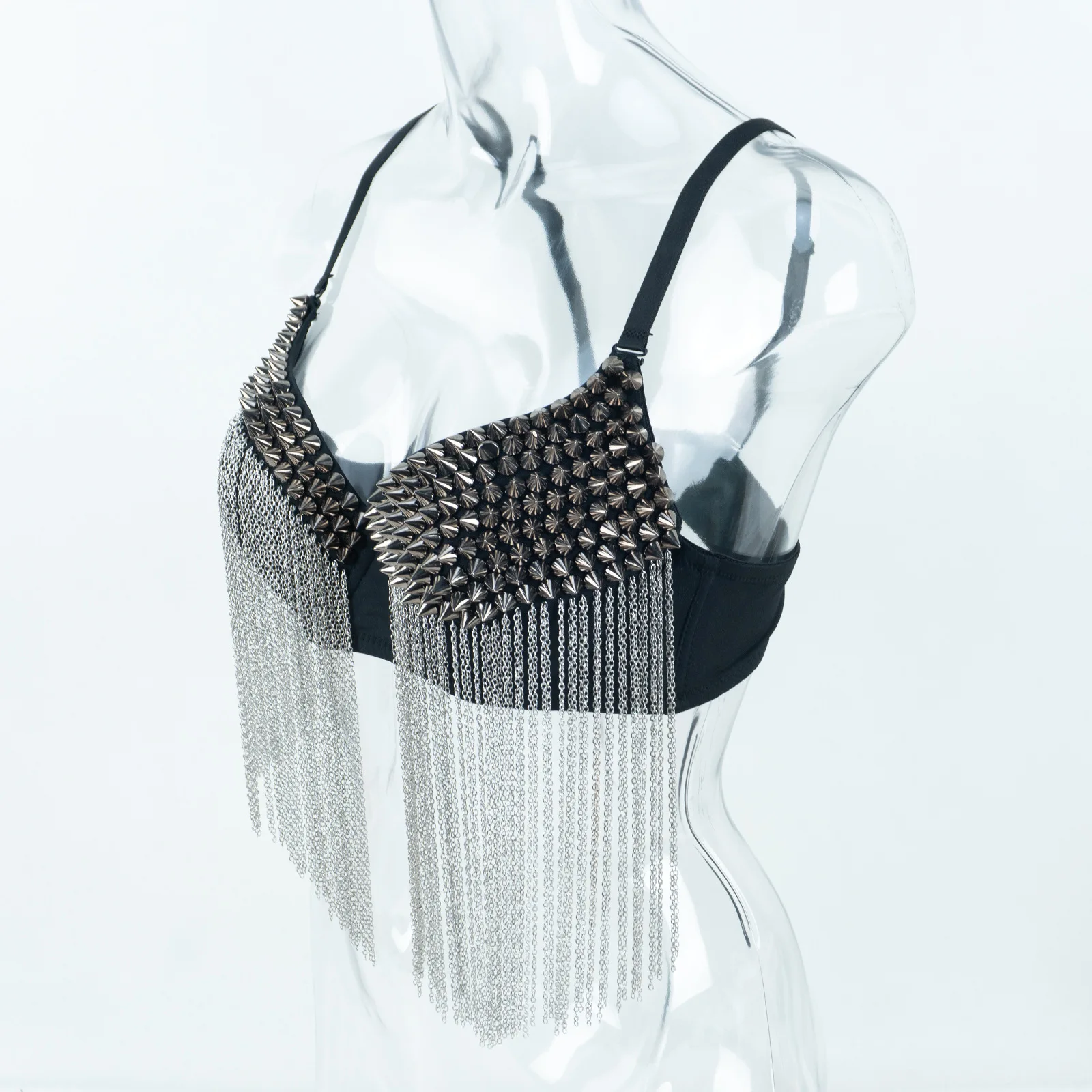 S955 Sweet Memory Sexy Dance Wear Rivet Tassel Chain Bra, Lingerie, Nightclub Stage Performance, Pole Dance Lingerie