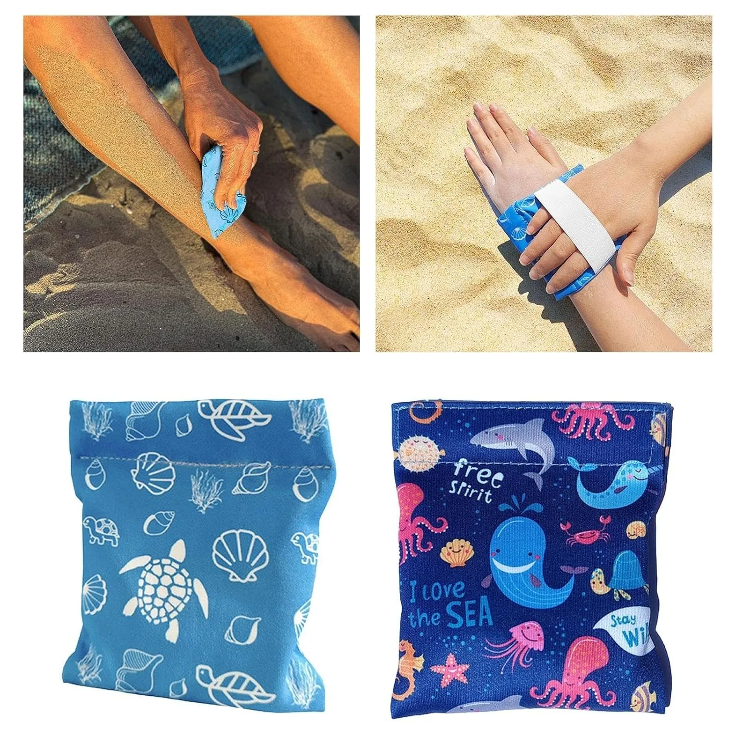 Magic Sand Wipe Off Mitt Beach Vacation Essentials Sand Remover Bag Travel Must Haves Gadgets for Surfing Swimming Camping