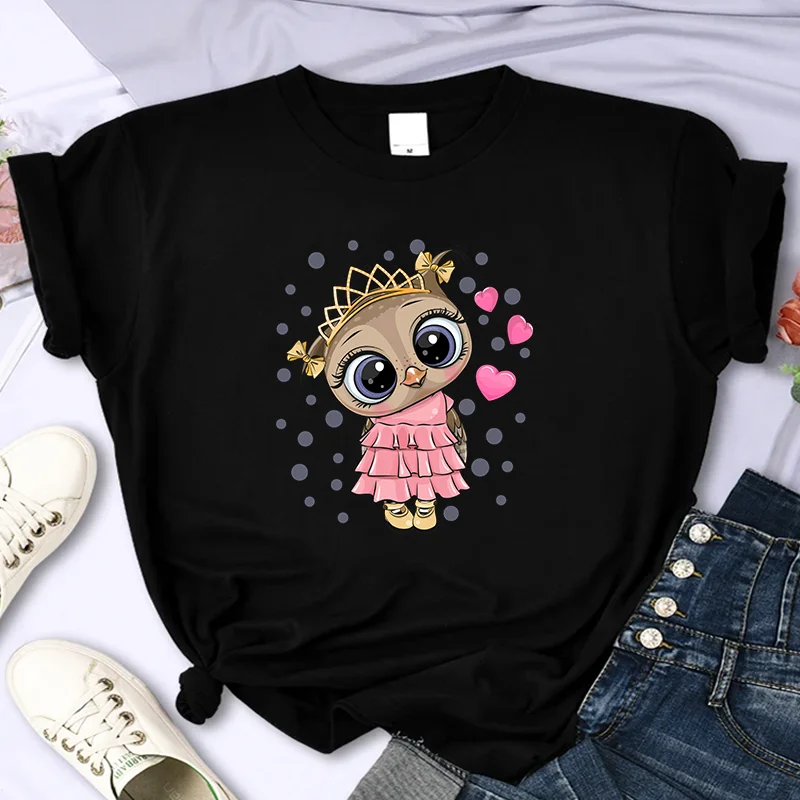 Luxury Brand CuteOwl For Women's High-Quality Summer Printing T-shirt 100% Cotton Casual Oversized Y2k Personality Sleeve O-neck