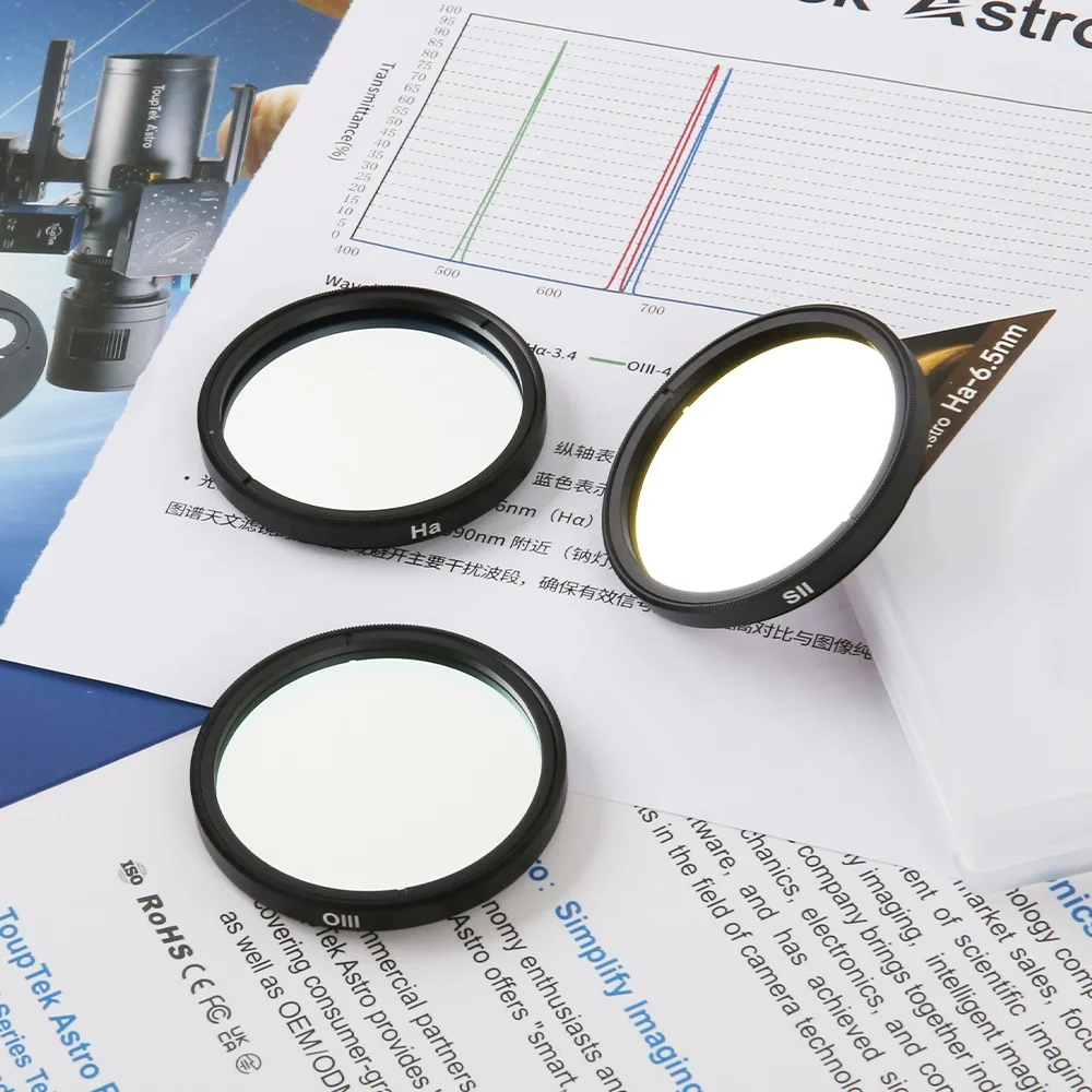

Набор фильтров Touptek Astro SHO H-Alpha SII OIII Узкополосные фильтры 1,25 дюйма 2 дюйма 36 мм