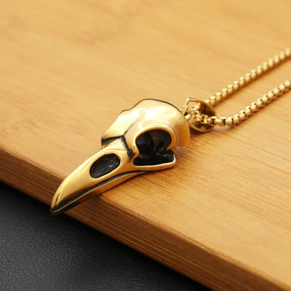 Vintage Nordic Vikings Raven Pendant Necklace Odin Animal Skull Stainless Steel Necklaces For Men Women Fashion Amulet Jewelry