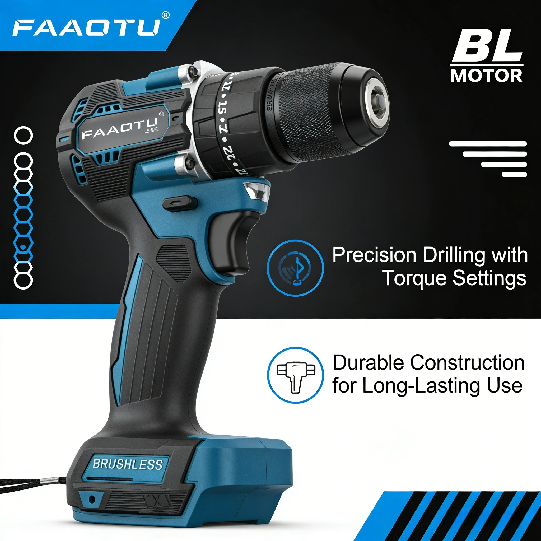 

Бесщеточный аккумуляторный ударный шуруповерт FAAOTU DDF487 10 мм, 18 В, для аккумуляторов MT