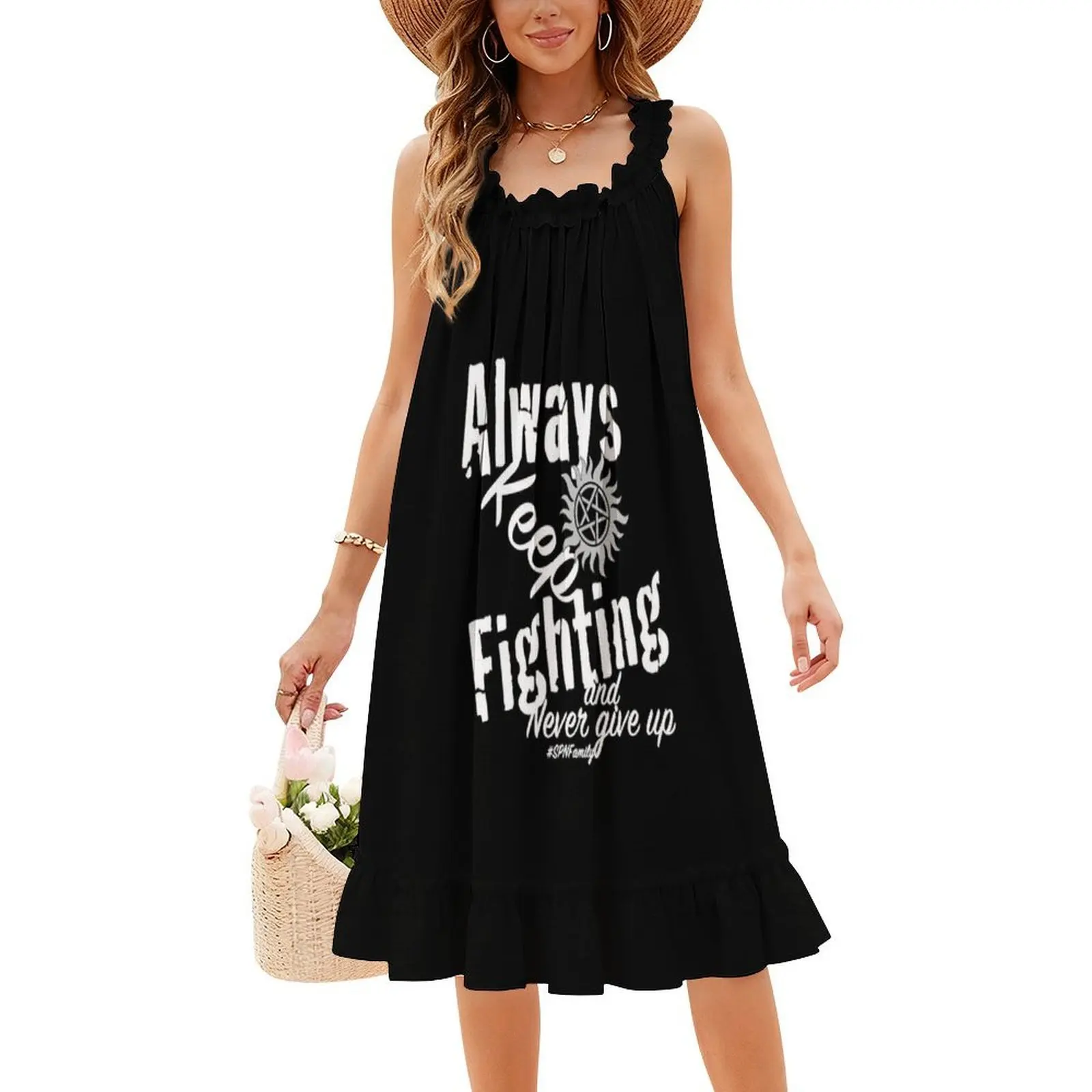 استمر في القتال فستان بوهيمي بدون أكمام متعدد الطباعات فستان حفلات عطلة الشاطئ دائمًا استمر في القتال جاريد باداليكي #4