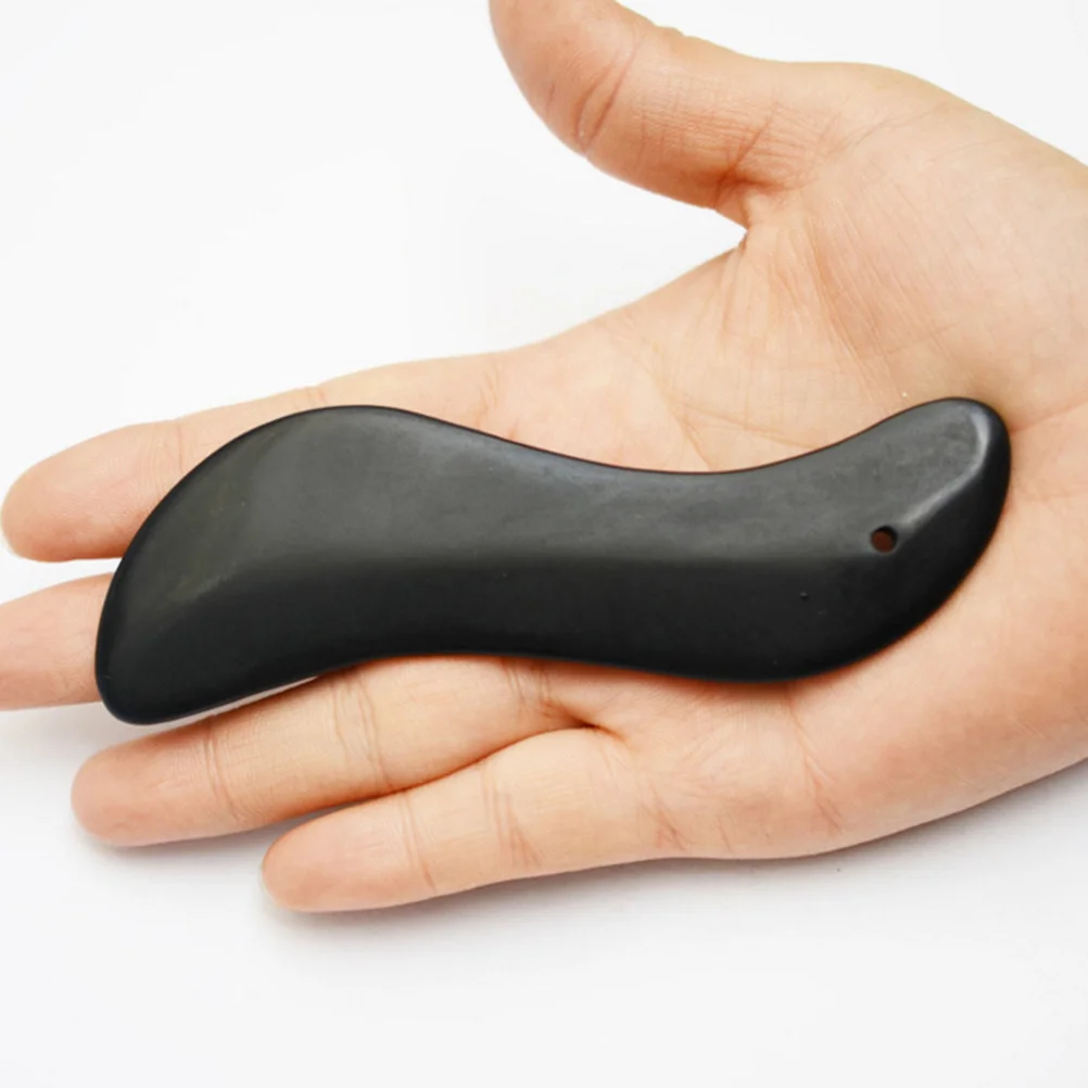 

3pcs Natural Stone Gua Sha Scraper Smooth Edge Face Body Massager For Daily Pain Relief Black S-Shaped Beauty Tool
