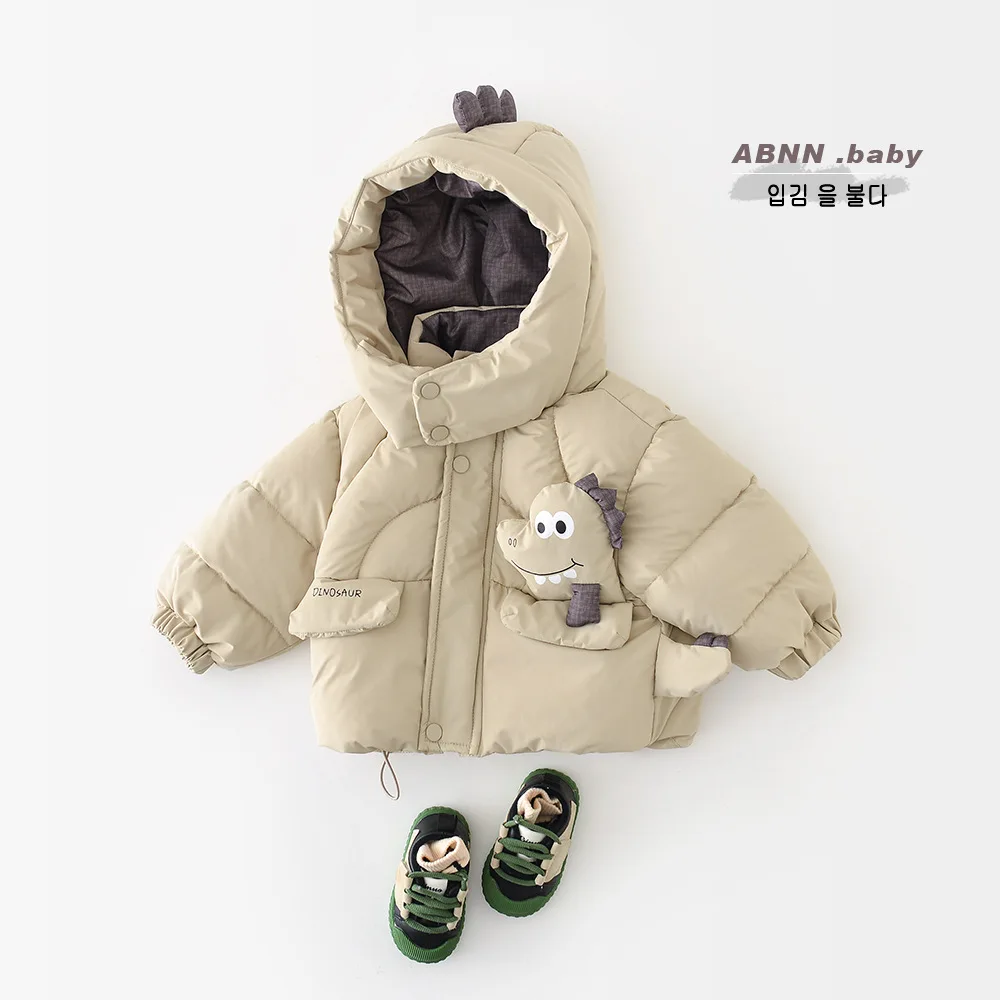 

Children's Boys Parkas 2025 Winter Dinosaur Print Thicken Warm Kids Baby Boys Down Jacket Hooded Windproof Toddler Boy Outerwear