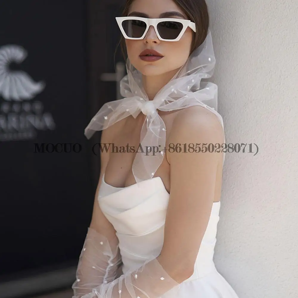 Vestido De novia moderno De satén sin tirantes para novia, abertura alta, sencillo, sin mangas, Espalda descubierta, Sexy, 2023