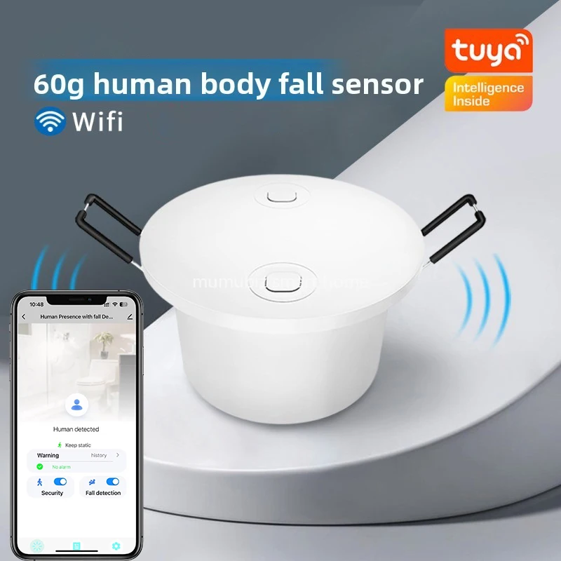 Tuya APP Control 60G WiFi Elder Care Human Fall Sensor Detect Falling Status Millimeter Radar Detector Human Presence Sensor