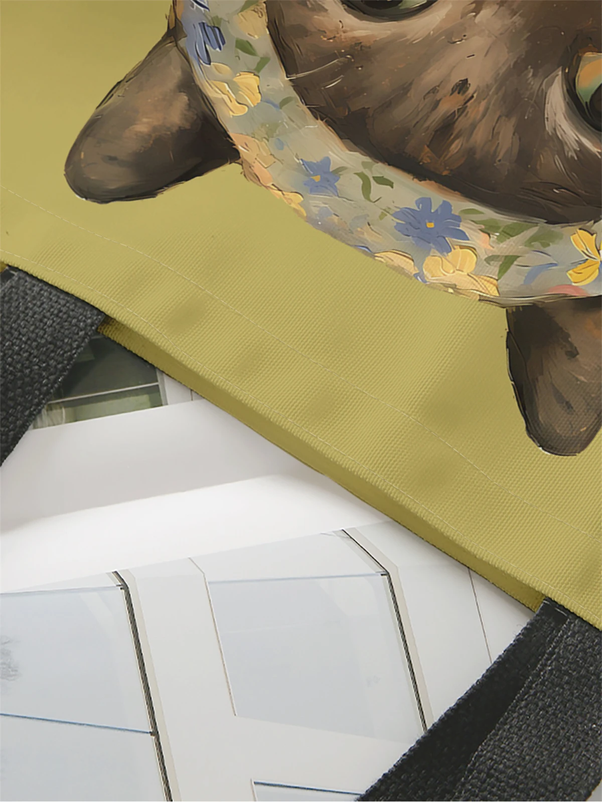 قطعة واحدة، حقيبة يد قطة كلاسيكية مطلية بالزيت، حقيبة يد عصرية قابلة لإعادة الاستخدام، حقيبة يد متعددة الوظائف، حقيبة تسوق قماشية مطبوعة