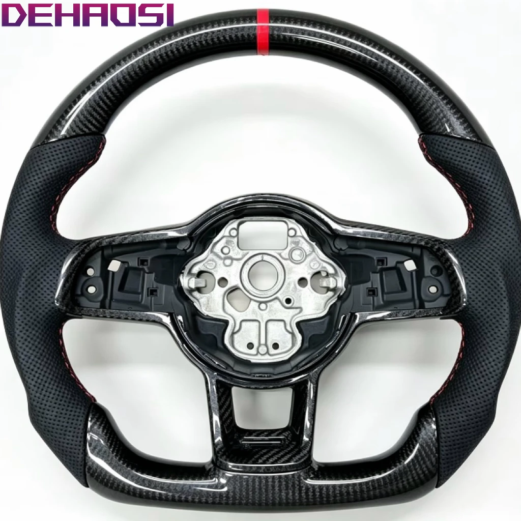 For Volkswagen Golf 7 7.5 Rline GTI GTE GLI Tiguan 2013-2019 Perforated Leather Carbon Modify Design Steering Wheel