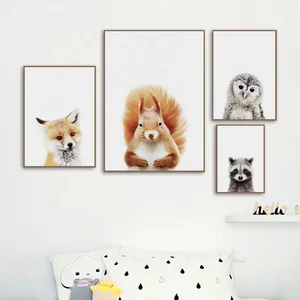 Animal Wall Canvas Malerei für Babyzimmer, Elefant, Giraffe, Bär, Wandkunstabdrücke, nordisches Kunstplakat für Kinderschlafzimmerdekoration 10 Hauptverkaufstische mit Tieren - №6