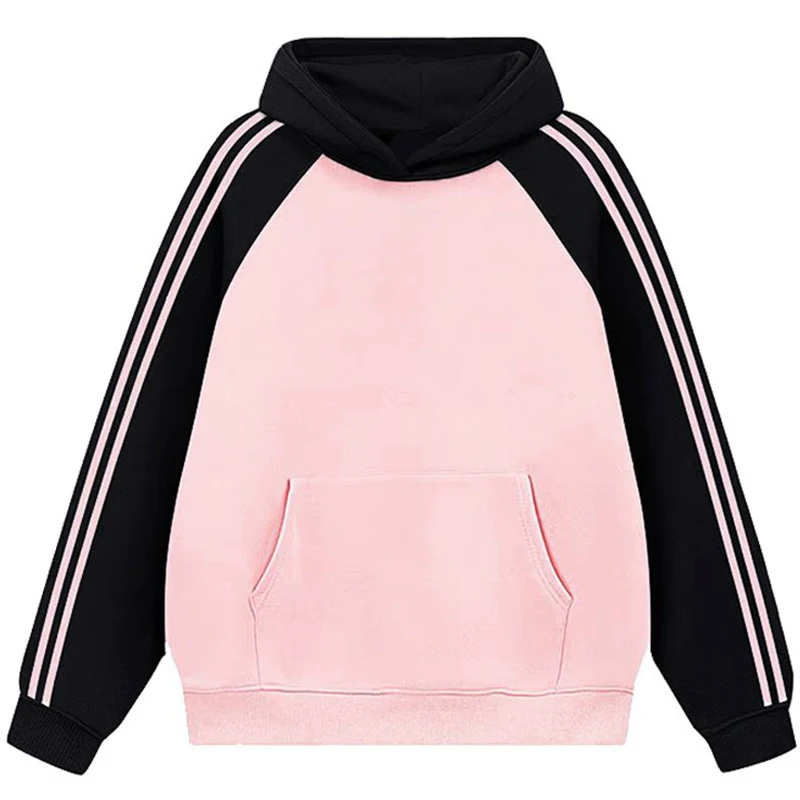 Outono feminino marca de luxo design hoodies topos senhora retalhos listrado pullovers moda feminina manga longa moletom