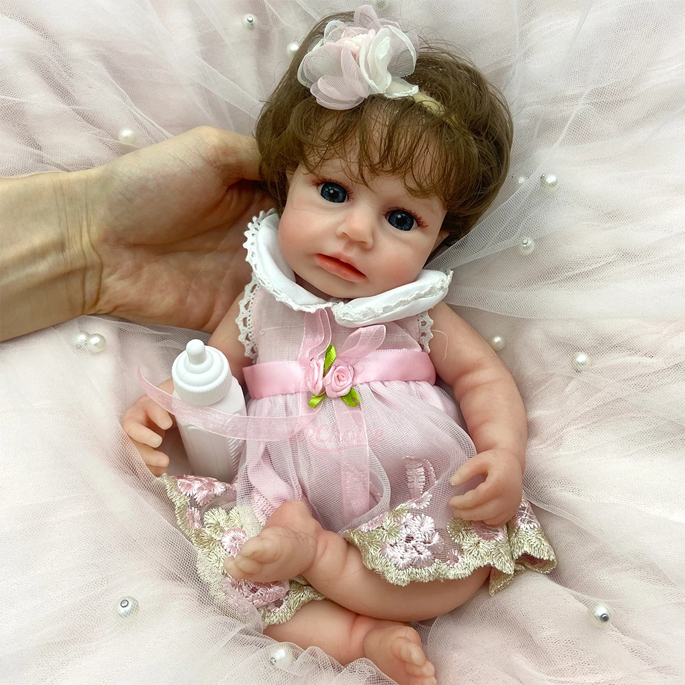 Bambola Reborn LouLou da 12 Pollici con Bocca Aperta, in Silicone Solido, con Capelli Infoltiti, Corpo Intero in Silicone, Regalo di Natale