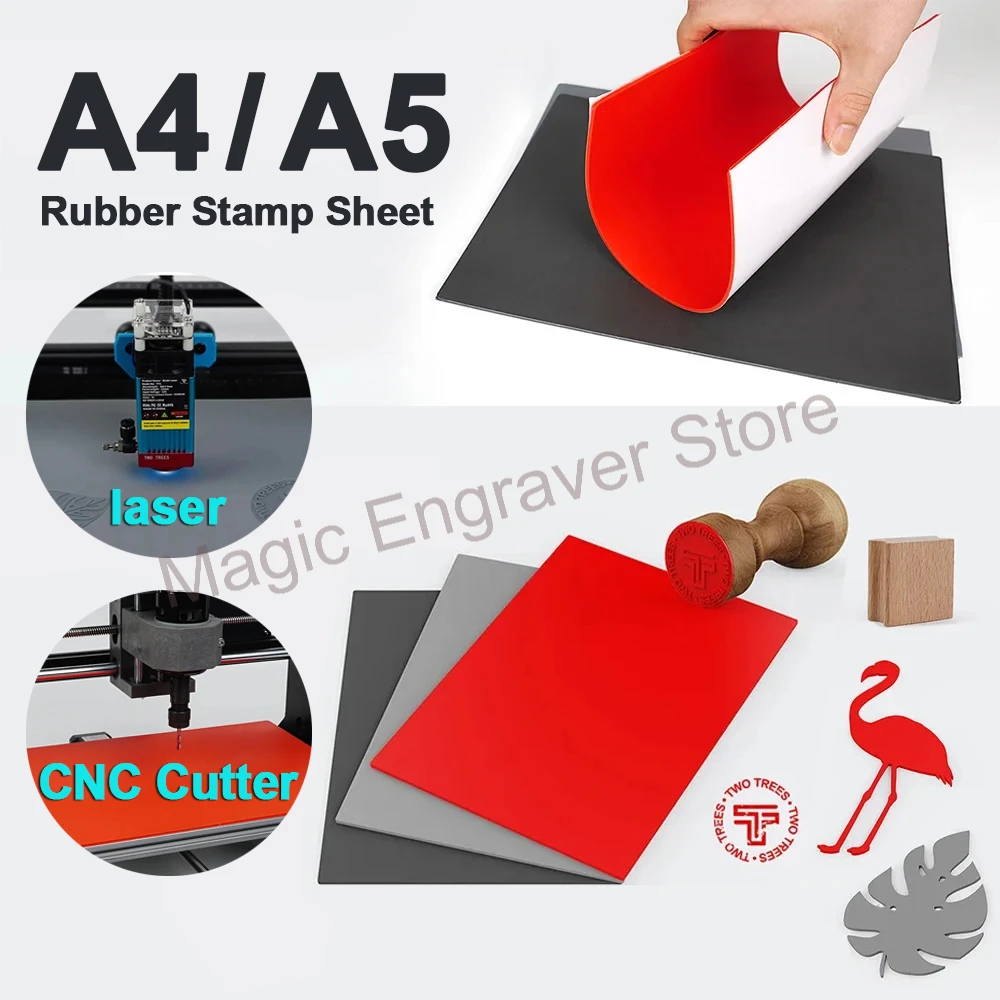 A4 A5 Rubber Stamp Sheet for Laser Engraving Machine CNC Cutter Orange Grey Rubber Sheet Laser Engraving Material DIY Rubber Mat