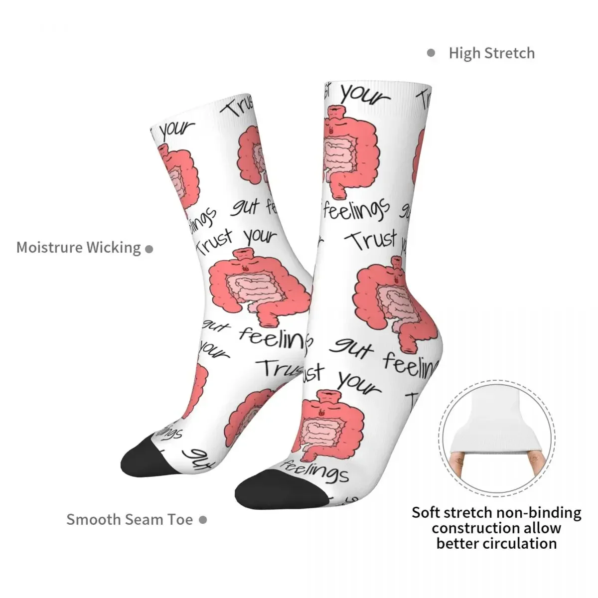 Trust Your Gut Feelings Socks Harajuku Super Soft Stockings All Season Long Socks Accessories for Man's Woman's Gifts