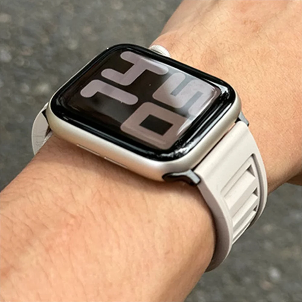 Outdoor  Soft Silicone Sports Band For Apple Watch 44mm 40 45 41 49 42 38mm Magnetic Buckle For Ultra Series 9 8 SE 7 6 5 4 3