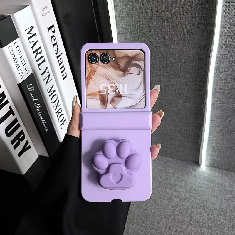 

Korean Cute Cat Paw Bracket Hing Protective Phone Case for Samsung Galaxy Z Flip7 ZFlip6 Z flip5 Flip4 Flip5 Flip3 Flip 6 Cover