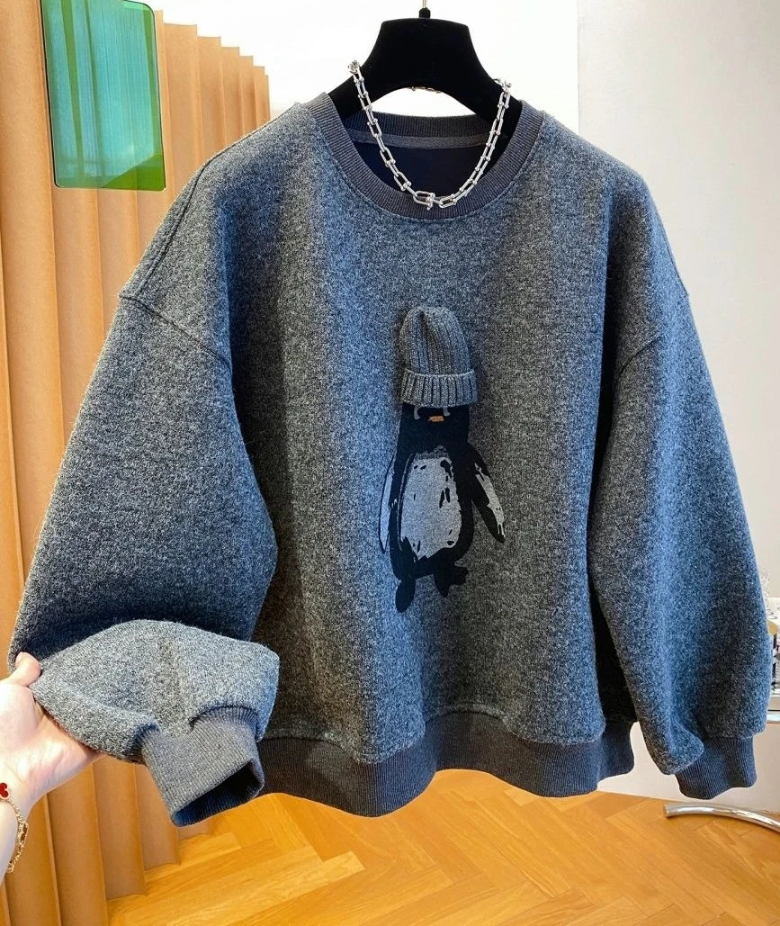 

Thickened and Flannel Hoodie for Women's Autumn and Winter 2025 New Loose and Warm Top