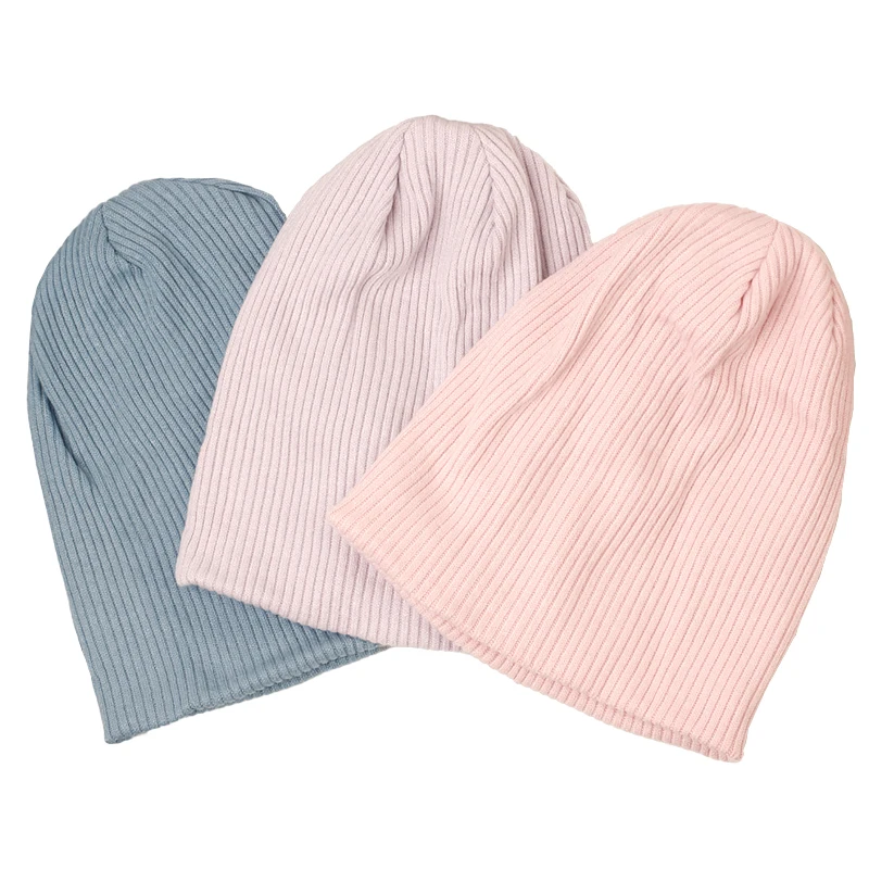 Geebro New Adult Warm Knit Skullies Beanies For Women Fashion Soft Striped Female Hat Autumn Winter Casual Comfortable Bonnet