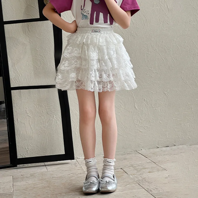Rok Pendek Anak-anak Rok Kue Anak Perempuan Baru Musim Panas 2025 Rok Renda Manis