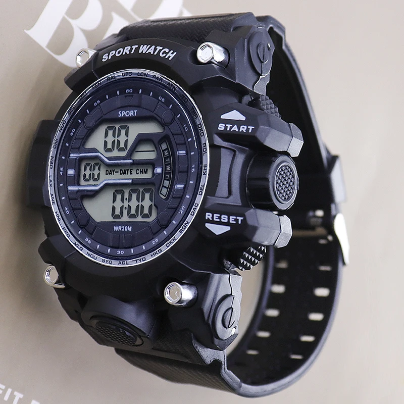 YIKAZE-reloj deportivo para hombre, cronógrafo luminoso a la moda, militar, Digital, para exteriores, resistente al agua, con pantalla informal