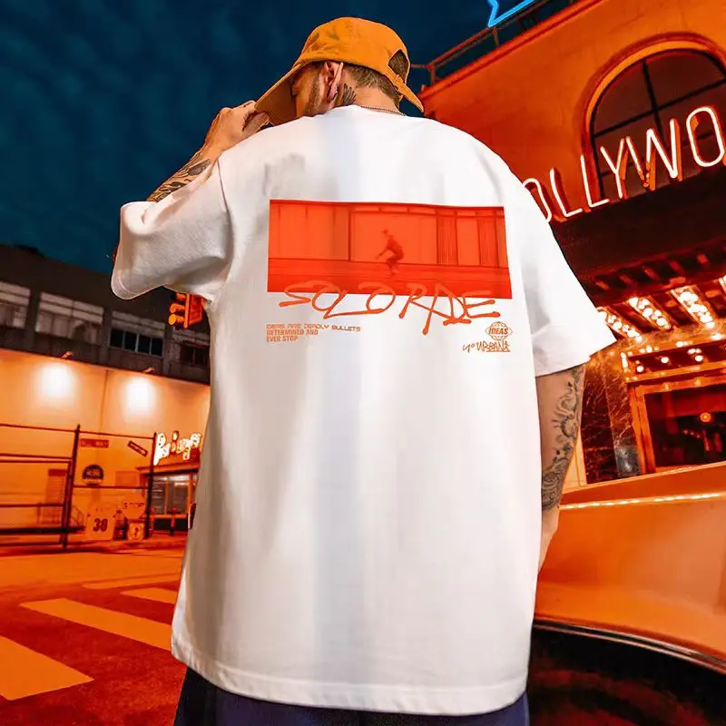 

2025 European and American Street Hip-hop Streetwear Brand Loose Short-sleeved T-shirt Y2K Couple Street Sport Top