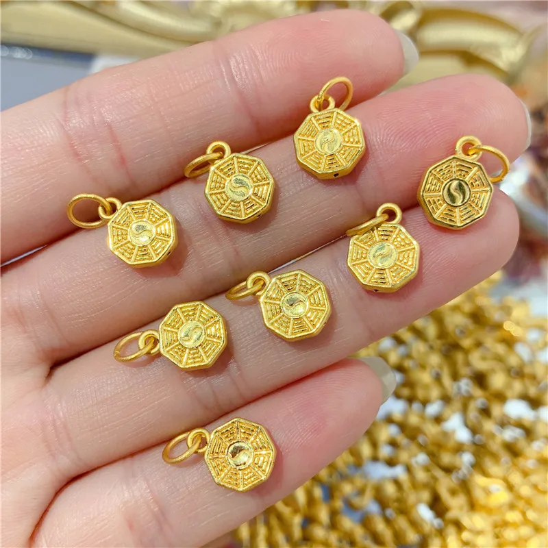 

1pcs Pure 999 24K Yellow Gold 3D Lucky Bagua Circle Pendant 0.9-1.1g