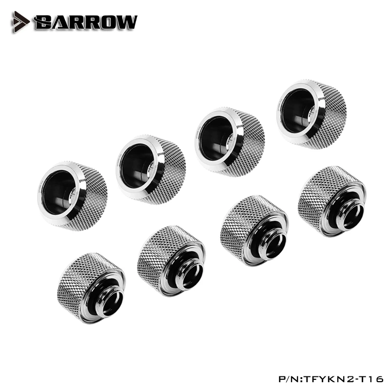 Barrow 8pcs/lot Hand Compression OD16mm Hard Tube Fitting / Rigid Tubing Water Cooling Metal Connector G1/4 Fitting PETG Acrylic