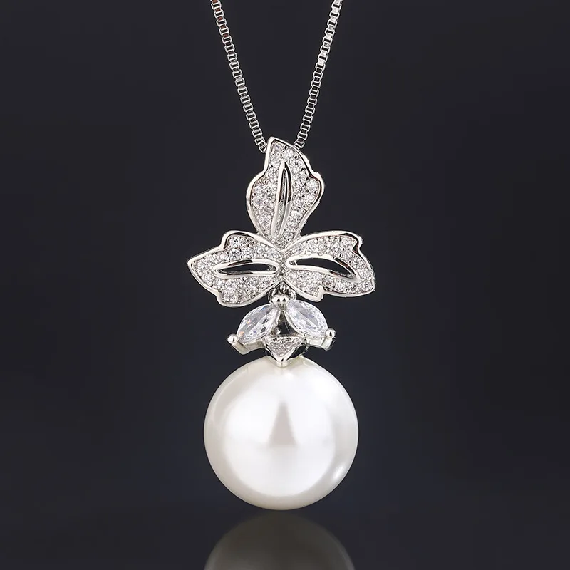 New Gold-Plated Inlaid Mother-of-Pearl Pearl Fashionable Elegant Set for Women 14mm 12mm