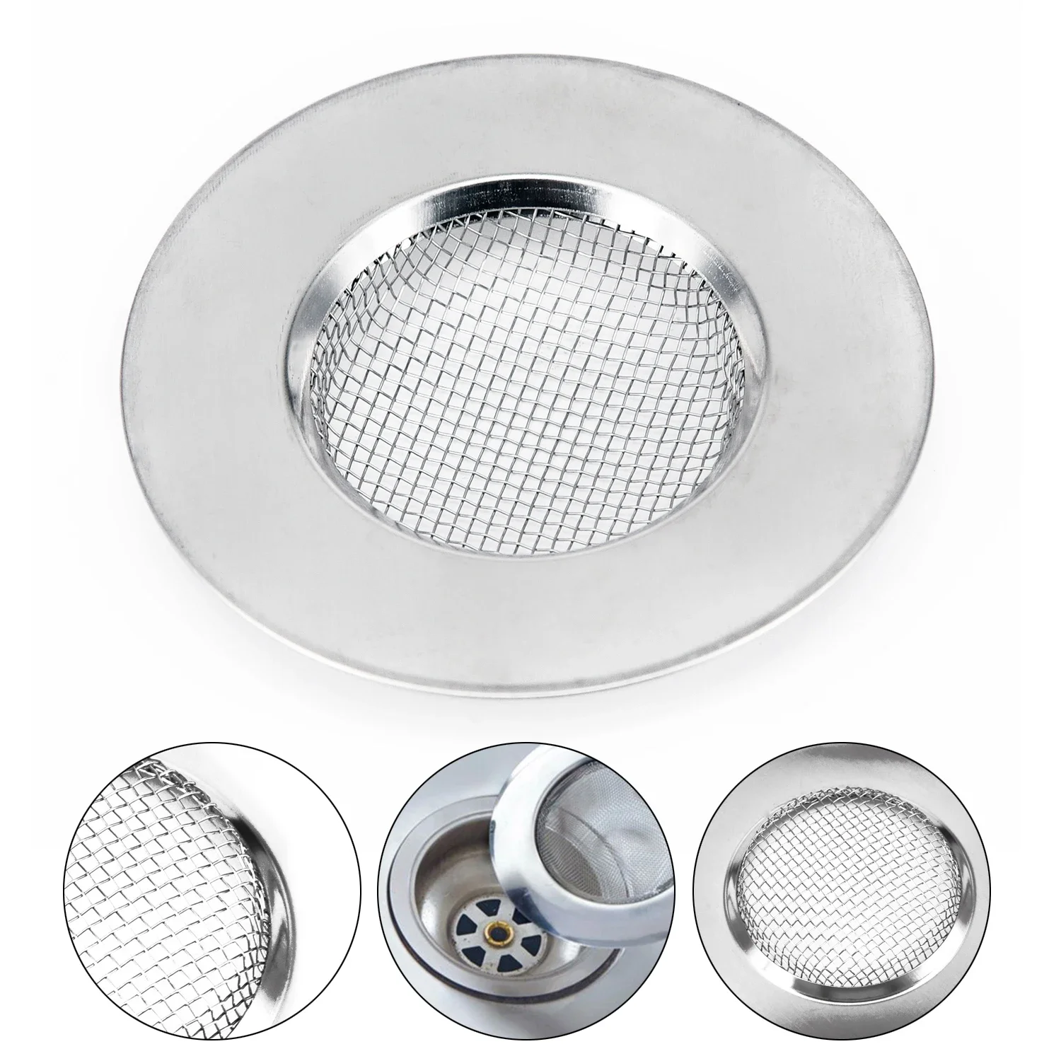 สแตนเลส Filte กรองกับดัก Catcher Stopper ผมห้องครัวตาข่ายโลหะอเนกประสงค์ Silver Sink
