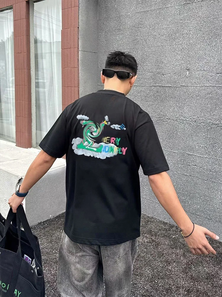 

Летняя трендовая футболка 2025 года, модная брендовая уникальная свободная футболка с улиткой, повседневная футболка для велоспорта, новый простой топ с короткими рукавами