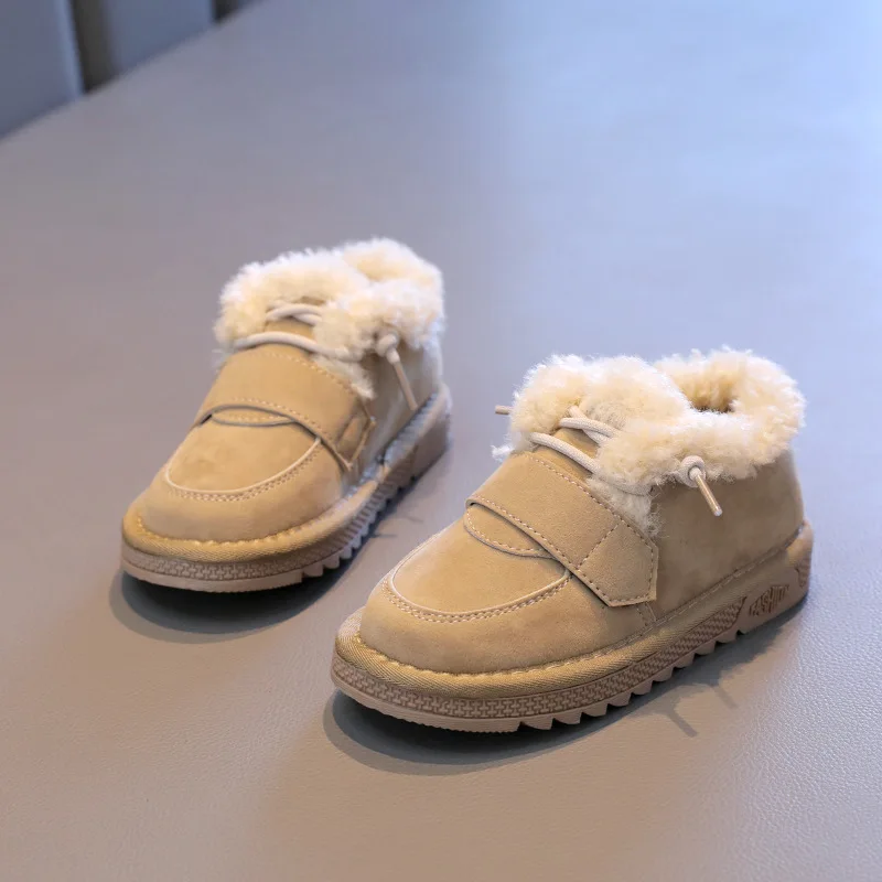 

Children's Cotton Shoes Winter 2023 Warm Kids Flats Shoes Fashion Korean Versatile Soft Bottom Girls Fluffy Causal Plush Shoes