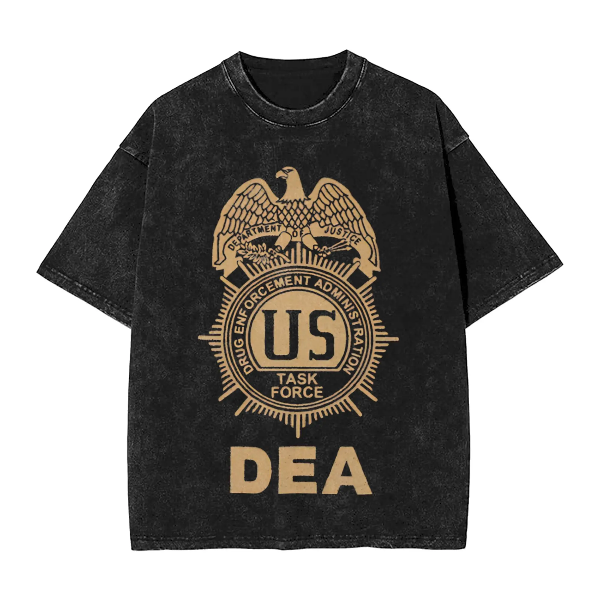 DEA US Federals Interdiction Agency Task Force T Shirts Washed 100% Cotton High Street T-Shirts Streetwear Graphic Printed Tees