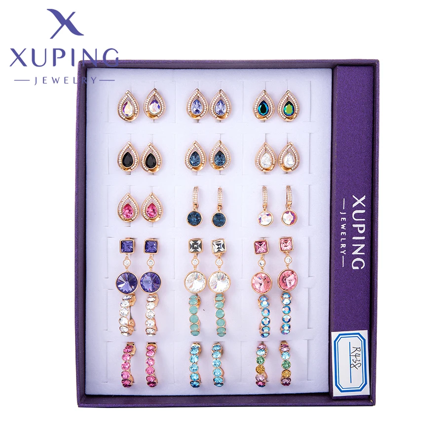 

Xuping Jewelry Charm Promotion Fashion Mixed Box Collection Popular Design Crystal Earrings for Women Girl Party Gifts