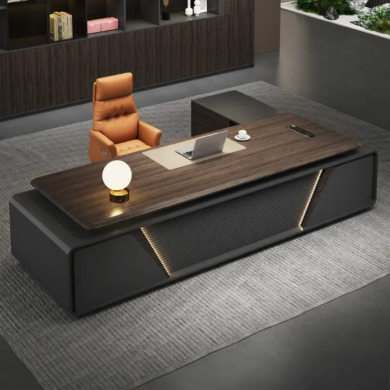 Solid Wood Executive Desk Modern Simple Light Luxury Boss Table Office Furniture for Manager CEO Workstation
