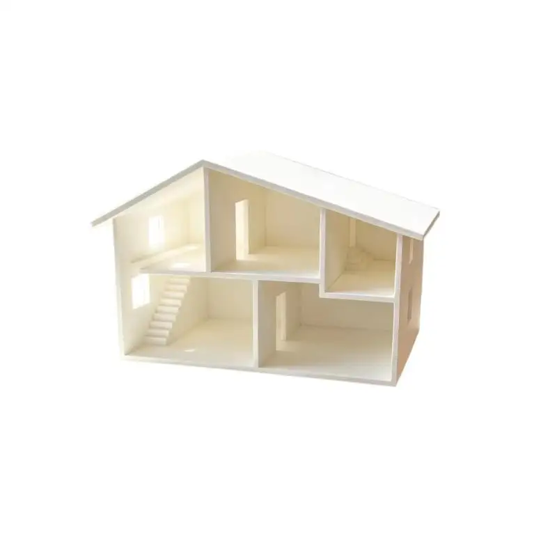 (.) Unfinished White Miniature Dollhouse Model Multiple Rooms Smooth Surface For DIY Craft Kids Play