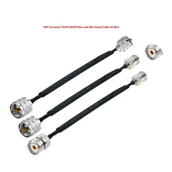 Window Door Pass Through Flat RF Coaxial Cable UHF Female SO239 to UHF Male PL259 Female 50 Ohm RF Coax Pigtail Extension Cord