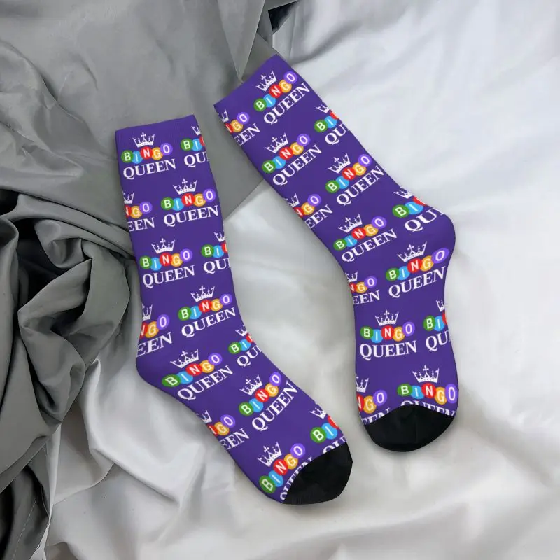 Homens e mulheres Bingo Queen Dress Socks, Warm Fashion Crew Socks